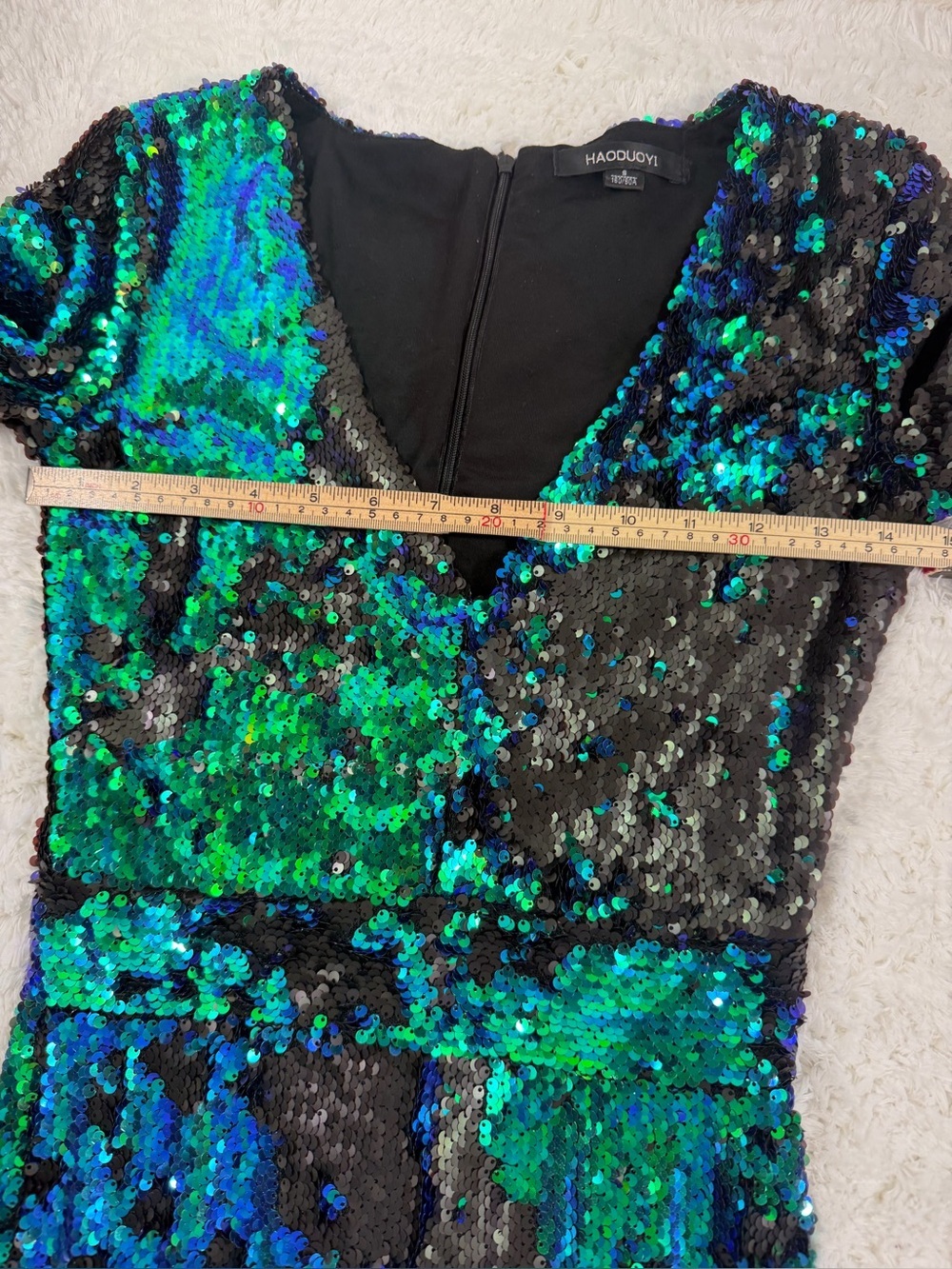 Romper HAODUOYI Women’s Size S Iridescent Sequin Long Sleeve - Picture 7 of 11